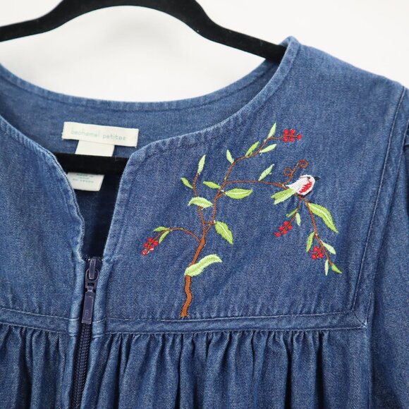 Bechamel Petites Denim Patio Dress Womens PL Blue Vintage Boho Cottage Granny - Picture 8 of 11